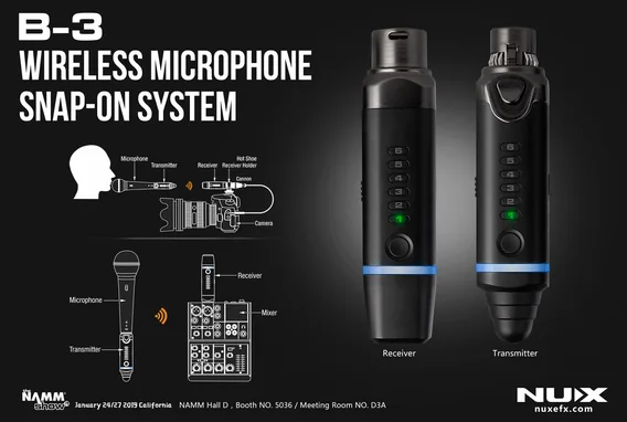 NUX B-3, Trådløs Mikrofon Adapter System (utgått)